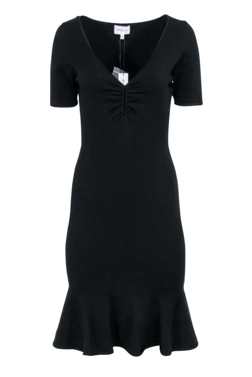 Milly - Black Knit Short Sleeve Dress Sz L