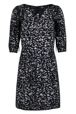 Milly - Black Lace Crop Sleeve Dress w/ Ivory Base Sz 6