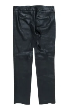 Milly - Black Leather Straight-Leg Pants Sz 4