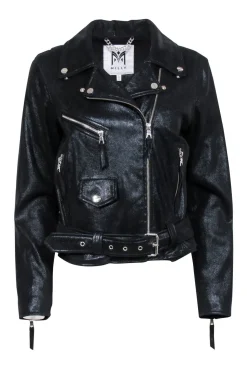 Milly - Black Metallic Moto Jacket Sz 6