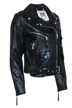 Milly - Black Metallic Moto Jacket Sz 6