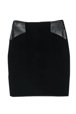 Milly - Black Pencil Skirt w/ Leather Paneling Sz 8