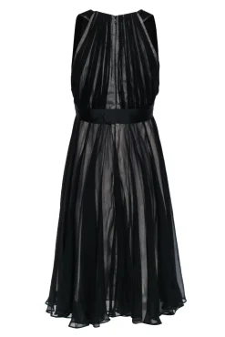 Milly - Black Sheer Sleeveless A-Line Dress w/ Nude Underlay Sz 4