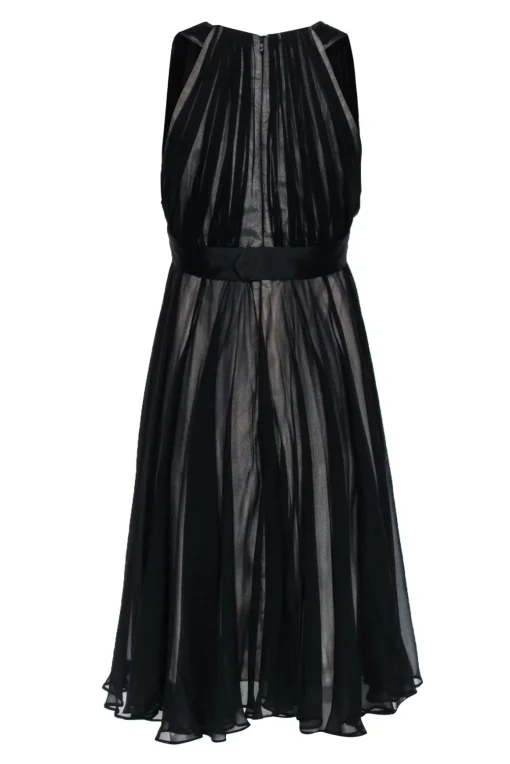 Milly - Black Sheer Sleeveless A-Line Dress w/ Nude Underlay Sz 4