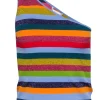 Milly - Blue, Red, & Multi Color Rainbow Sleeveless One Shoulder Top Sz L