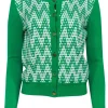 Milly - Bright Green & White Patterned Cardigan Sz S