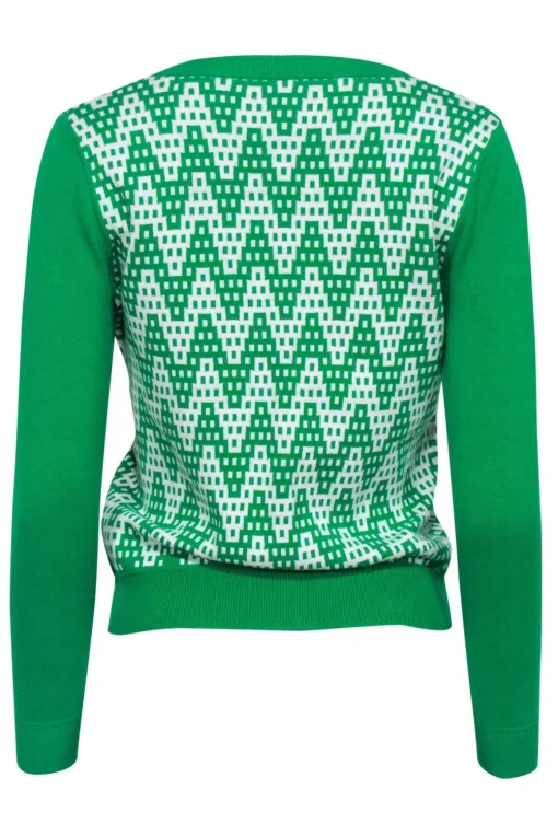 Milly - Bright Green & White Patterned Cardigan Sz S