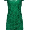 Milly - Bright Green "Chloe" Scrolled Eyelet Overlay Sheath Dress Sz 0