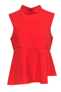 Milly - Bright Orange Mock Neck Tank w/ Peplum Design Sz 10