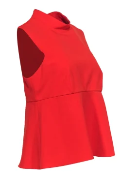 Milly - Bright Orange Mock Neck Tank w/ Peplum Design Sz 10