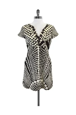 Milly - Brown & Cream Polka Dot Short Sleeve Dress Sz 6