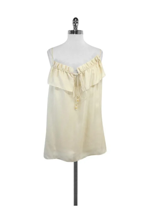 Milly - Champagne Ruffle Neckline Tunic Sz 2