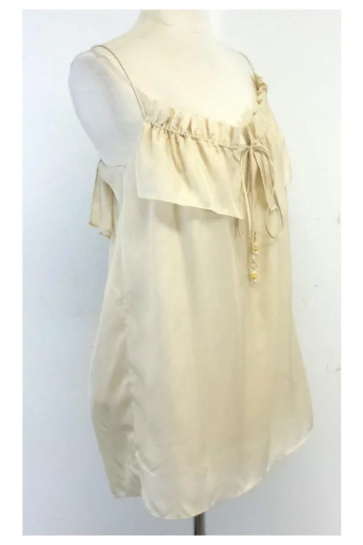 Milly - Champagne Ruffle Neckline Tunic Sz 2