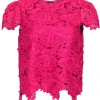 Milly - Hot Pink Floral Lace Cap Sleeve Blouse Sz M