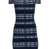 Milly - Navy & White Textured Plaid Knit Bodycon Dress Sz S