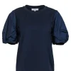 Milly - Navy Puffed Short Sleeved Cotton Tee Sz M