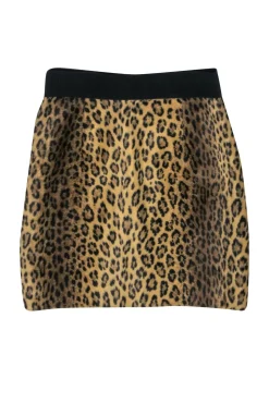 Milly - Tan & Black Leopard Print Fuzzy Skirt Sz 0