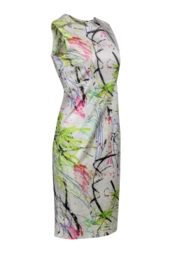 Milly - White & Multi-Scribbled Print Sleeveless Shift Dress Sz 8