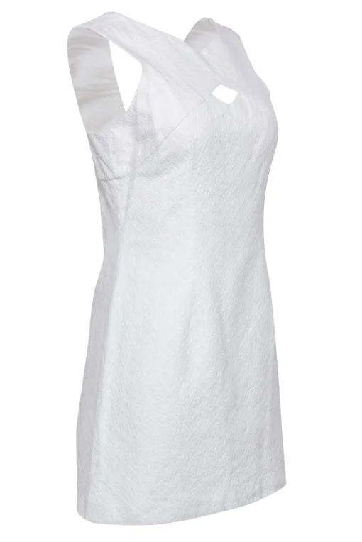 Milly - White Textured A-Line Dress w/ Keyhole & Bow Sz 8