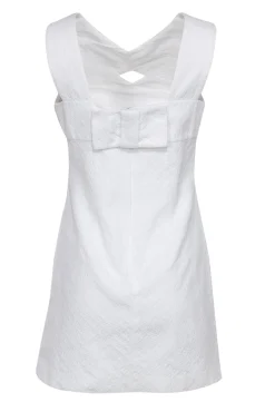 Milly - White Textured A-Line Dress w/ Keyhole & Bow Sz 8