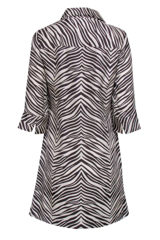 Milly - Zebra Print Button-Down Silk Shirt Dress Sz 4
