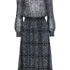 MISA Los Angeles - Black & Cream Print Semi Sheer Maxi Dress Sz S