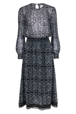 MISA Los Angeles - Black & Cream Print Semi Sheer Maxi Dress Sz S