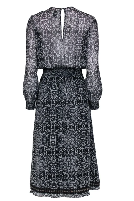 MISA Los Angeles - Black & Cream Print Semi Sheer Maxi Dress Sz S