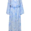 MISA Los Angeles - Blue & White Swirl Print Maxi Dress w/ Tassels Sz S