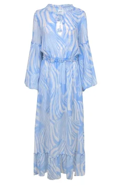 MISA Los Angeles - Blue & White Swirl Print Maxi Dress w/ Tassels Sz S