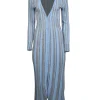 MISA Los Angeles - Light Blue & Metallic Striped Knit Dress Sz S