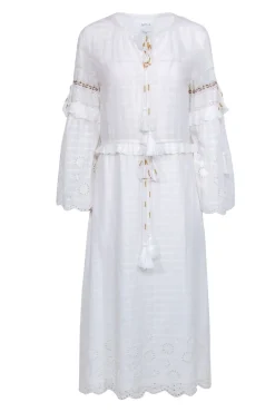 MISA Los Angeles - White Cotton Long Sleeve Maxi Dress Sz XS