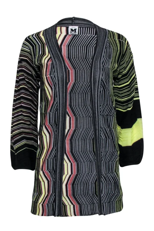 Missoni - Black w/ Multicolor Stripe Open Front Cardigan Sz 2