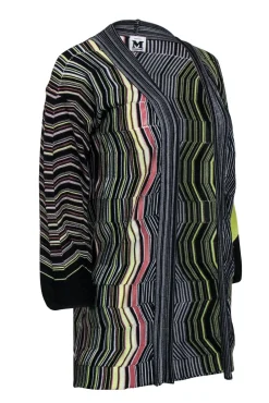 Missoni - Black w/ Multicolor Stripe Open Front Cardigan Sz 2