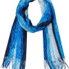 Missoni - Blue & White Ombre Chevron Knit Scarf w/ Fringe