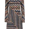 Missoni - Orange, Navy & Cream Metallic Chevron Knit Dress Sz 10