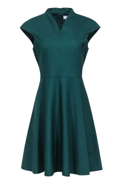 M.M.LaFleur - Green Wool Blend Cap Sleeve Dress Sz 8