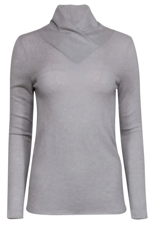 M.M.LaFleur - Grey Wrap V-Neckline Cashmere Sweater Sz XS