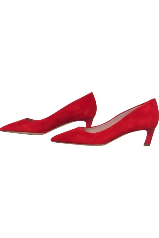M.M.LaFleur - Red Suede Pointed Toe Kitten Heels Sz 6