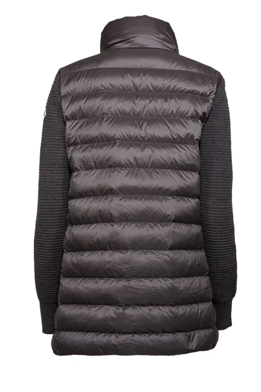 Moncler - Grey Puffer Knit Sleeve Coat Sz M