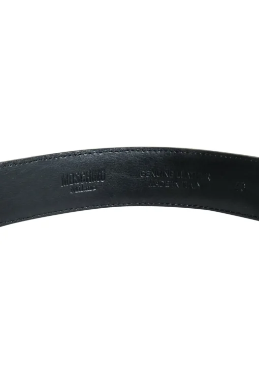 Moschino - Black Patent Leather Belt w/ Lettering Logo Sz 12