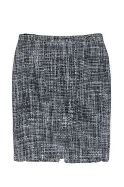 Moschino - Grey Metallic Tweed Pencil Skirt Sz 10