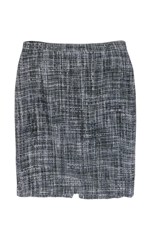 Moschino - Grey Metallic Tweed Pencil Skirt Sz 10