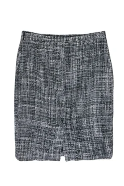 Moschino - Grey Metallic Tweed Pencil Skirt Sz 10