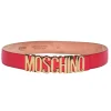 Moschino - Red Leather Belt w/Gold Lettering Sz 12