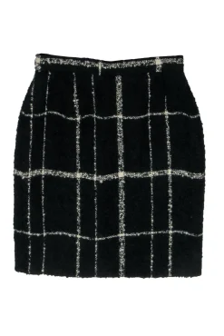 Moschino Cheap & Chic - Black & White Plaid Tweed Pencil Skirt Sz 6