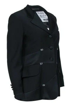 Moschino Cheap & Chic - Black Numbered Rhinestone Button-Front Blazer Sz 8