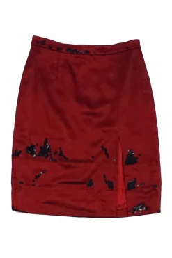 Moschino Cheap & Chic - Red Mesh Overlay Skirt Sz 8