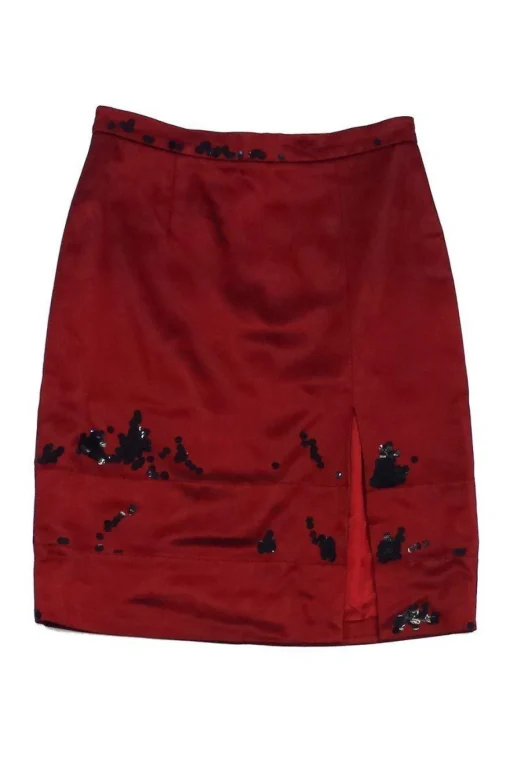 Moschino Cheap & Chic - Red Mesh Overlay Skirt Sz 8