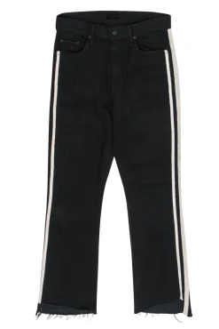 MOTHER - Black Cropped Straight Leg Jeans w/ White Stripes Sz 28